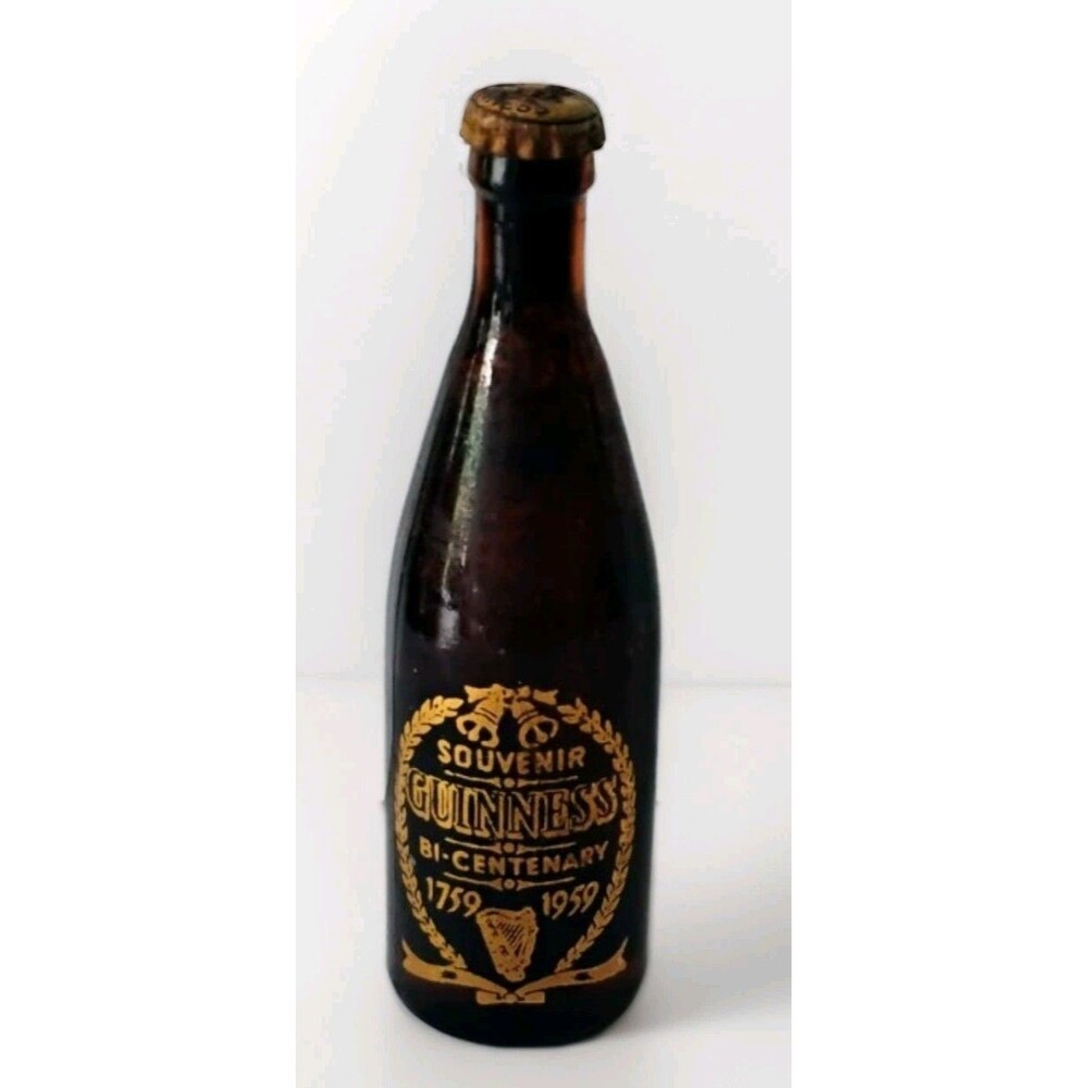 Vtg 1959 Guinness Bi-Centenary Miniature Glass Beer Bottle Souvenir Promo 3.25"